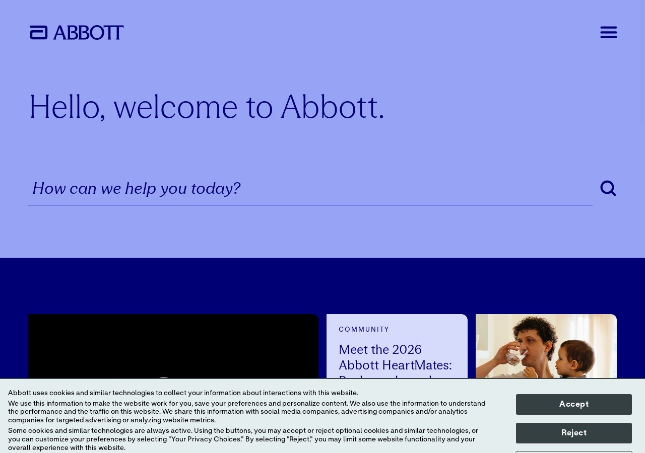 Screenshot of the Abbott official corporate website