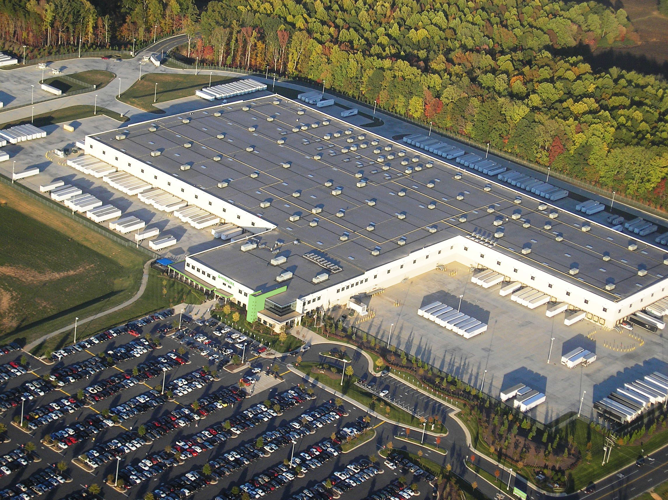 Aerial view of the Herbalife Nutrition Innovation and Manufacturing Facility in Winston-Salem, North Carolina
