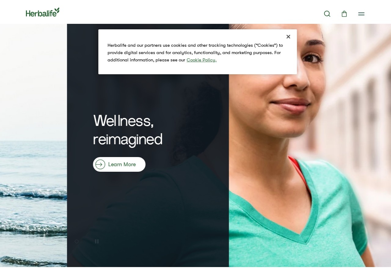Screenshot of Herbalife Nutrition's official corporate website homepage