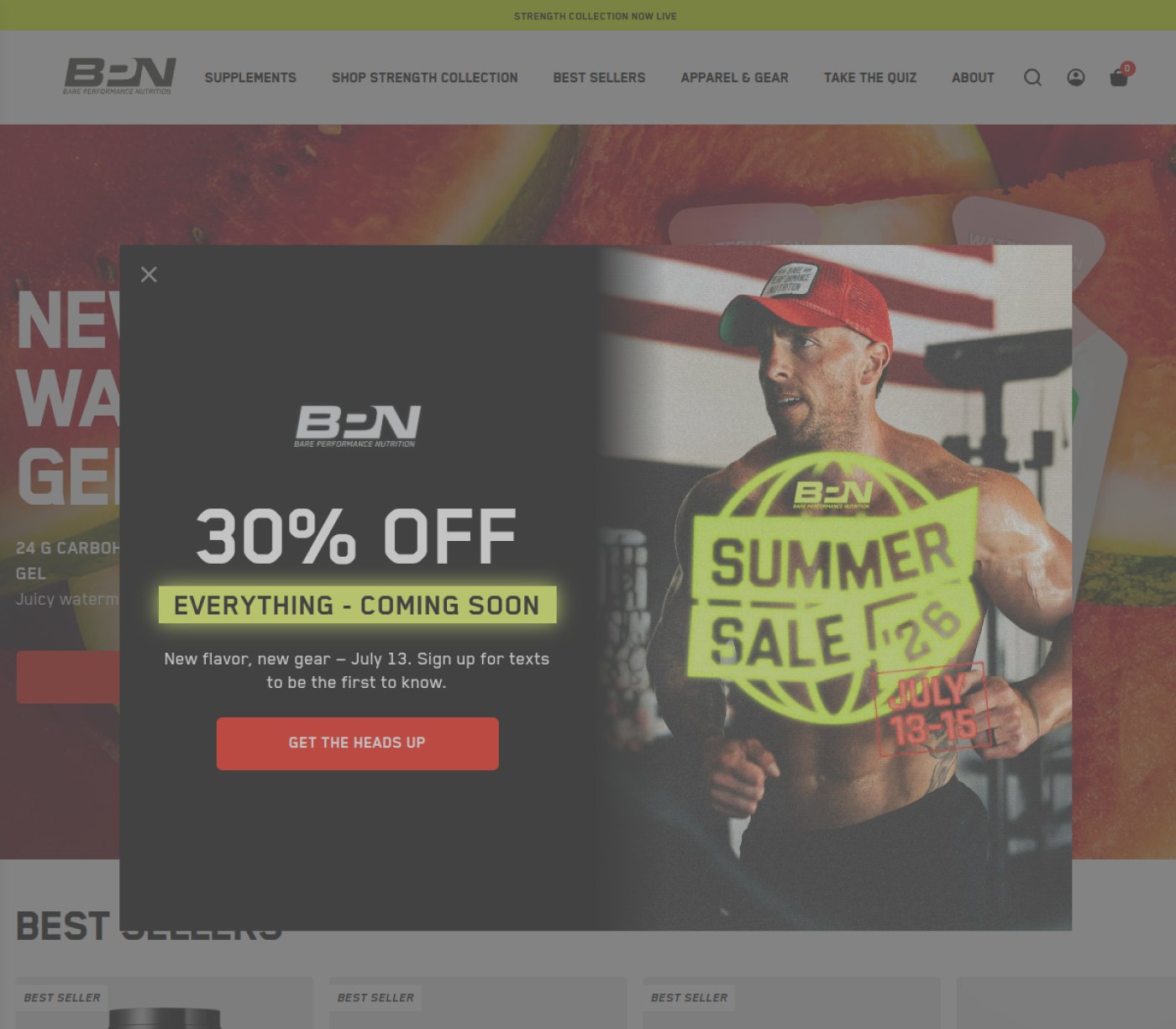 the Bare Performance Nutrition official website