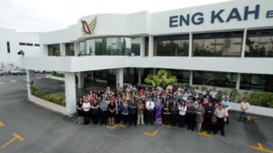 Eng Kah staff in front of the company headquarters and factory in Bayan Lepas, Penang (photo: Eng Kah)