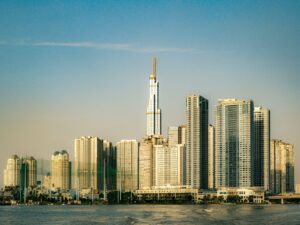 Ho Chi Minh City skyline with Landmark 81 across the Saigon River, Vietnam