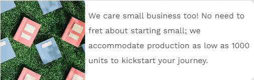 Kyoumei Industries homepage stating we accommodate production as low as 1000 units, captured 16 September 2026