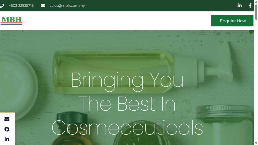 MBH Cosmeceutical Sdn. Bhd. official website homepage