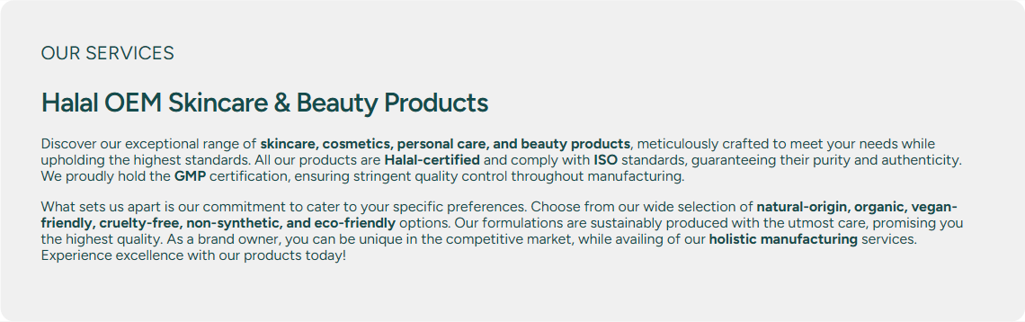 Sky Resources homepage stating that all its products are halal-certified