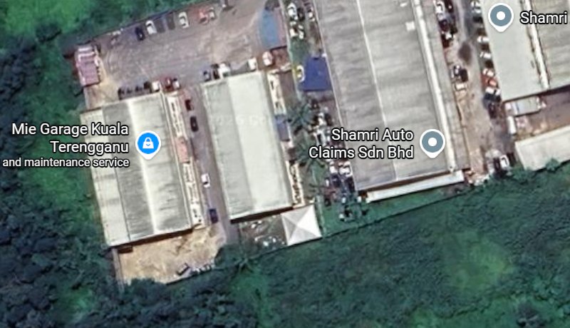 Satellite view of the Gong Badak industrial site where Weryx Manufacturing operates in Kuala Nerus, Terengganu